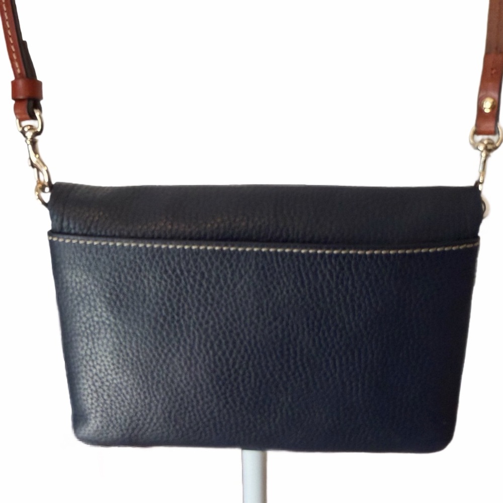Dooney & Bourke Pebble Leather Foldover Crossbody – Navy – Like New - Picture 3 of 8